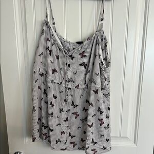 Torrid Relaxed Gray and White Camisole with Tie Front